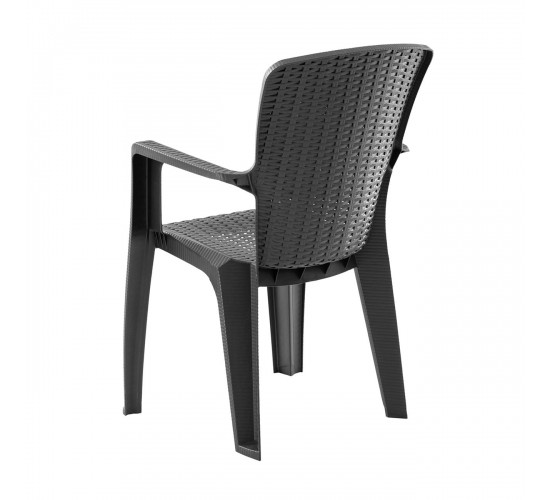 SIDE Πολυθρόνα Κήπου-Βεράντας Στοιβαζόμενη, (Rattan Look) PP-UV Απόχρωση Ανθρακί  59x61x89cm [-Ανθρακί-] [-PP - PC - ABS-] Ε3031,3