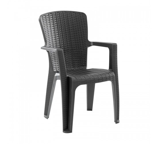 SIDE Πολυθρόνα Κήπου-Βεράντας Στοιβαζόμενη, (Rattan Look) PP-UV Απόχρωση Ανθρακί  59x61x89cm [-Ανθρακί-] [-PP - PC - ABS-] Ε3031,3