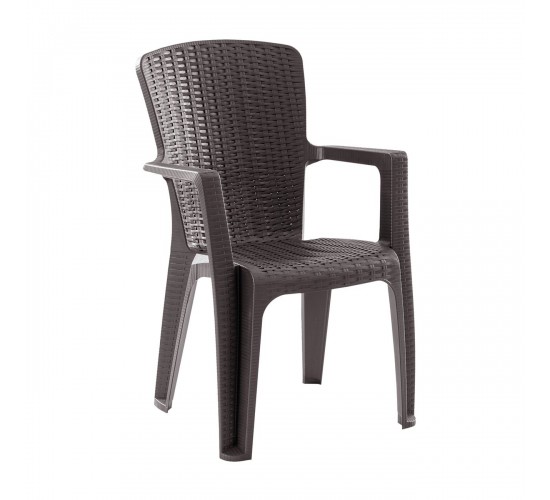 SIDE Πολυθρόνα Κήπου-Βεράντας Στοιβαζόμενη, (Rattan Look) PP-UV Απόχρωση Καφέ  59x61x89cm [-Καφέ-] [-PP - PC - ABS-] Ε3031,4