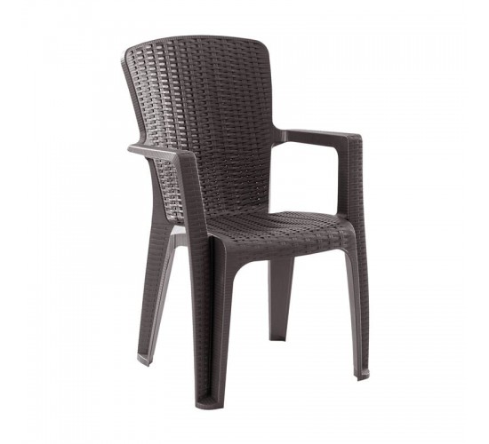 SIDE Πολυθρόνα Κήπου-Βεράντας Στοιβαζόμενη, (Rattan Look) PP-UV Απόχρωση Καφέ  59x61x89cm [-Καφέ-] [-PP - PC - ABS-] Ε3031,4