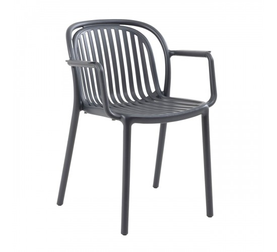 POCO Πολυθρόνα Κήπου-Βεράντας Στοιβαζόμενη, PP-UV Απόχρωση Ανθρακί  58x59x77cm [-Ανθρακί-] [-PP - PC - ABS-] Ε3033,3