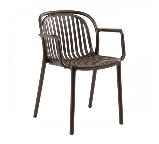 POCO Πολυθρόνα Κήπου-Βεράντας Στοιβαζόμενη, PP-UV Απόχρωση Καφέ  58x59x77cm [-Καφέ-] [-PP - PC - ABS-] Ε3033,4