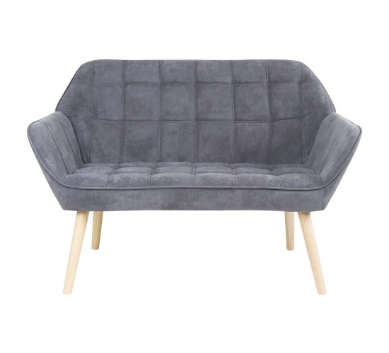 ALMA Καναπές 2θ - Σαλονιού - Καθιστικού, Φυσικό, Ύφασμα Velure Γκρι, K/D  127x70x82cm [-Γκρι-, -Φυσικό-] [-Ξύλο-, -Ύφασμα-] Ε7141,73