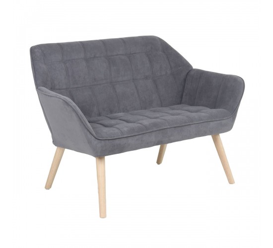 ALMA Καναπές 2θ - Σαλονιού - Καθιστικού, Φυσικό, Ύφασμα Velure Γκρι, K/D  127x70x82cm [-Γκρι-, -Φυσικό-] [-Ξύλο-, -Ύφασμα-] Ε7141,73