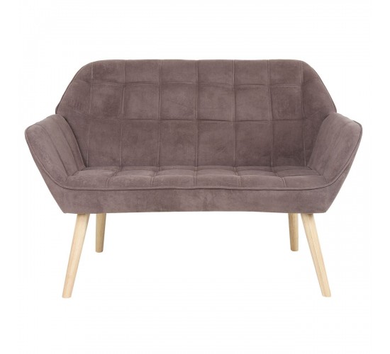 ALMA Καναπές 2θ - Σαλονιού - Καθιστικού, Φυσικό, Ύφασμα Velure Καφέ, K/D  127x70x82cm [-Καφέ-, -Φυσικό-] [-Ξύλο-, -Ύφασμα-] Ε7141,83