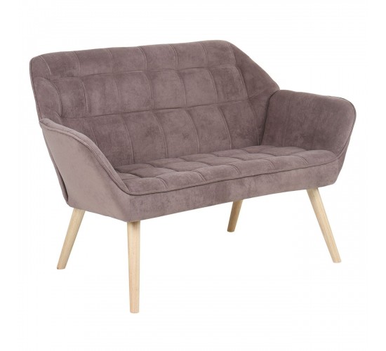 ALMA Καναπές 2θ - Σαλονιού - Καθιστικού, Φυσικό, Ύφασμα Velure Καφέ, K/D  127x70x82cm [-Καφέ-, -Φυσικό-] [-Ξύλο-, -Ύφασμα-] Ε7141,83