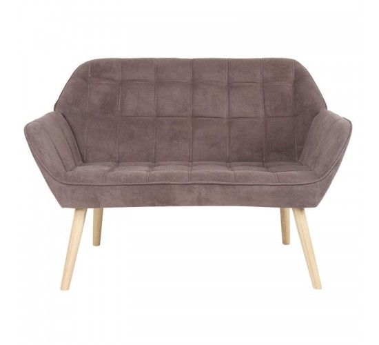 ALMA Καναπές 2θ - Σαλονιού - Καθιστικού, Φυσικό, Ύφασμα Velure Καφέ, K/D  127x70x82cm [-Καφέ-, -Φυσικό-] [-Ξύλο-, -Ύφασμα-] Ε7141,83