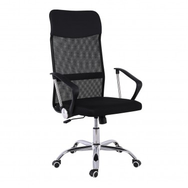 BF2400-W Πολυθρόνα Γραφείου Διευθυντή, Βάση Χρώμιο, Pu Μαύρο, Mesh Μαύρο  60x58x110/120cm [-Μαύρο-] [-PU - PVC-, -Ύφασμα Mesh-] ΕΟ502,1W