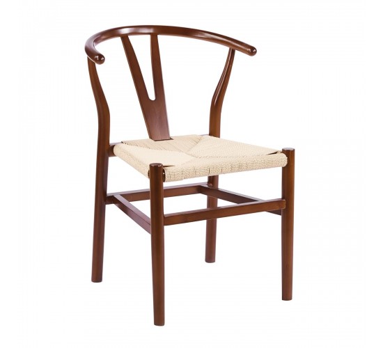 LIMA-W Καρέκλα Στοιβαζόμενη, Ξύλο Απόχρωση Καρυδί, Κάθισμα Paper Rope Φυσικό  54x56x76cm [-Καρυδί-, -Φυσικό-] [-Ξύλο-] Ε7517,20