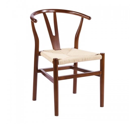 LIMA-W Καρέκλα Στοιβαζόμενη, Ξύλο Απόχρωση Καρυδί, Κάθισμα Paper Rope Φυσικό  54x56x76cm [-Καρυδί-, -Φυσικό-] [-Ξύλο-] Ε7517,20
