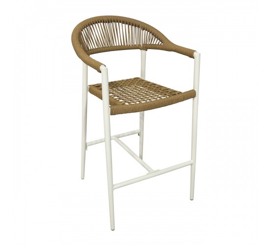 MADISON Σκαμπό Bar, ALU Άσπρο, Rope Wicker Φυσικό  56x57x100cm [-Άσπρο-, -Φυσικό-] [-Wicker-, -Αλουμίνιο-] Ε6725,3