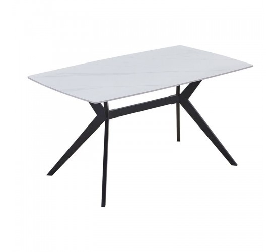 GALI Τραπέζι Τραπεζαρίας- Κουζίνας, Μέταλλο Βαφή Μαύρο, Sintered Stone White Marble  140x80x75cm [-Άσπρο-, -Μαύρο-] [-Μέταλλο-, -Τεχνόπετρα-] ΕΜ857,1