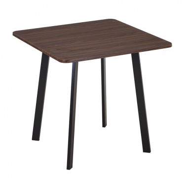 BARI Τραπέζι Κουζίνας- Εστιατορίου, Μέταλλο Βαφή Μαύρο, Επιφ.Απόχρωση Καρυδί  80x80x75cm [-Καρυδί-, -Μαύρο-] [-MDF - Κόντρα Πλακέ - Καπλαμάς - Νοβοπάν-, -Μέταλλο-] ΕΜ858,1