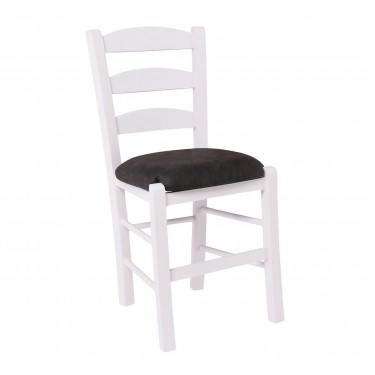 ΣΚΥΡΟΣ Καρέκλα Οξιά Βαφή Εμποτισμού Λάκα Άσπρο, Κάθισμα Suede Ανθρακί  41x43x89cm [-Ανθρακί-, -Άσπρο-] [-Ξύλο-, -Ύφασμα-] Ρ930,Ε8Τ2
