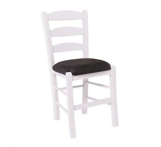 ΣΚΥΡΟΣ Καρέκλα Οξιά Βαφή Εμποτισμού Λάκα Άσπρο, Κάθισμα Suede Ανθρακί  41x43x89cm [-Ανθρακί-, -Άσπρο-] [-Ξύλο-, -Ύφασμα-] Ρ930,Ε8Τ2