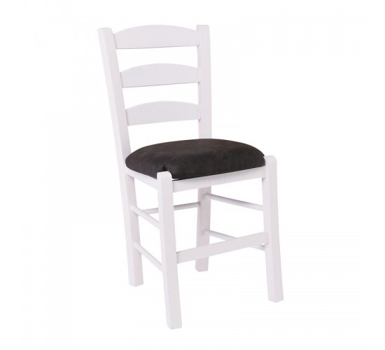ΣΚΥΡΟΣ Καρέκλα Οξιά Βαφή Εμποτισμού Λάκα Άσπρο, Κάθισμα Suede Ανθρακί  41x43x89cm [-Ανθρακί-, -Άσπρο-] [-Ξύλο-, -Ύφασμα-] Ρ930,Ε8Τ2