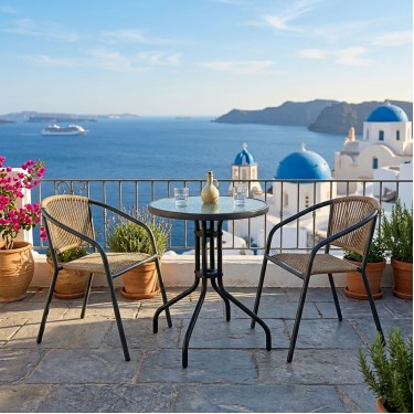 PATTY Set Κήπου - Βεράντας: Τραπέζι   2 Πολυθρόνες Μέταλλο Βαφή Ανθρακί, PE Rattan Φυσικό  Table:Φ60x70 Chair:54x69x73cm [-Ανθρακί-, -Φυσικό-] [-Wicker-, -Μέταλλο-] Ε2391,1S