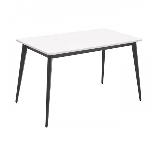 VIDAL Τραπέζι Βάση Μέταλλο Βαφή Μαύρο, Επιφάνεια HPL Άσπρο  80x120x73cm [-Άσπρο-, -Μαύρο-] [-HPL-, -Μέταλλο-] Ε0685,S