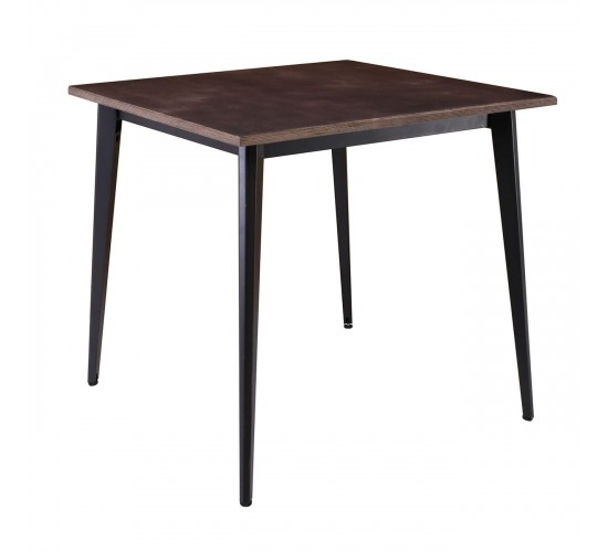 VIDAL Τραπέζι Μέταλλο Βαφή Μαύρο, Επιφάνεια 80x80cm/20mm Κ/Π Εμποτισμού Καρυδί  81x81x74cm [-Καρυδί-, -Μαύρο-] [-MDF - Κόντρα Πλακέ - Καπλαμάς - Νοβοπάν-, -Μέταλλο-] Ε0686,S3