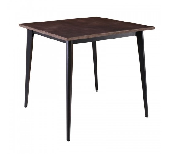 VIDAL Τραπέζι Μέταλλο Βαφή Μαύρο, Επιφάνεια 80x80cm/20mm Κ/Π Εμποτισμού Καρυδί  81x81x74cm [-Καρυδί-, -Μαύρο-] [-MDF - Κόντρα Πλακέ - Καπλαμάς - Νοβοπάν-, -Μέταλλο-] Ε0686,S3