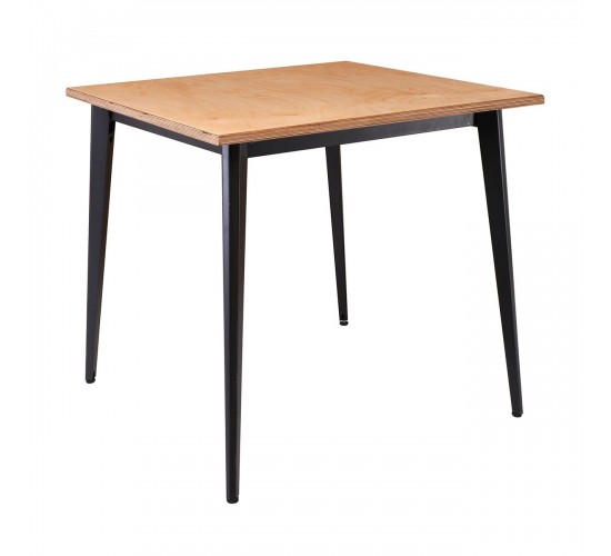 VIDAL Τραπέζι Μέταλλο Βαφή Μαύρο, Επιφάνεια 80x80cm/20mm Κ/Π Εμποτισμού Φυσικό  81x81x74cm [-Μαύρο-, -Φυσικό-] [-MDF - Κόντρα Πλακέ - Καπλαμάς - Νοβοπάν-, -Μέταλλο-] Ε0686,S4