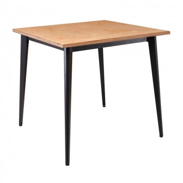 VIDAL Τραπέζι Μέταλλο Βαφή Μαύρο, Επιφάνεια 80x80cm/20mm Κ/Π Εμποτισμού Φυσικό  81x81x74cm [-Μαύρο-, -Φυσικό-] [-MDF - Κόντρα Πλακέ - Καπλαμάς - Νοβοπάν-, -Μέταλλο-] Ε0686,S4
