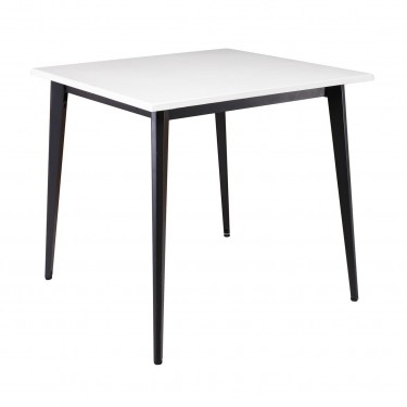 VIDAL Τραπέζι Μέταλλο Βαφή Μαύρο, Επιφάνεια 80x80cm/20mm Κ/Π Εμποτισμού Λάκα Άσπρο  81x81x74cm [-Άσπρο-, -Μαύρο-] [-MDF - Κόντρα Πλακέ - Καπλαμάς - Νοβοπάν-, -Μέταλλο-] Ε0686,S5
