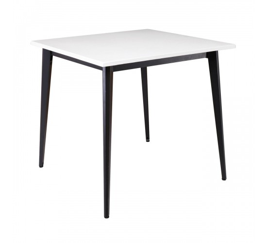 VIDAL Τραπέζι Μέταλλο Βαφή Μαύρο, Επιφάνεια 80x80cm/20mm Κ/Π Εμποτισμού Λάκα Άσπρο  81x81x74cm [-Άσπρο-, -Μαύρο-] [-MDF - Κόντρα Πλακέ - Καπλαμάς - Νοβοπάν-, -Μέταλλο-] Ε0686,S5