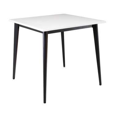 VIDAL Τραπέζι Μέταλλο Βαφή Μαύρο, Επιφάνεια 80x80cm/20mm Κ/Π Εμποτισμού Λάκα Άσπρο  81x81x74cm [-Άσπρο-, -Μαύρο-] [-MDF - Κόντρα Πλακέ - Καπλαμάς - Νοβοπάν-, -Μέταλλο-] Ε0686,S5