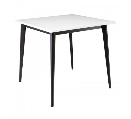 VIDAL Τραπέζι Μέταλλο Βαφή Μαύρο, Επιφάνεια 80x80cm/20mm Κ/Π Εμποτισμού Λάκα Άσπρο  81x81x74cm [-Άσπρο-, -Μαύρο-] [-MDF - Κόντρα Πλακέ - Καπλαμάς - Νοβοπάν-, -Μέταλλο-] Ε0686,S5