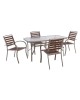 SERRANO-RIO Set Κήπου: Τραπέζι   4 Πολυθρόνες, Μέταλλο Βαφή Beige, Polywood Καρυδί  Table:150x90x71 Chair:56x64x88 [-Καρυδί-, -Μπεζ-Tortora-Sand-Cappuccino-] [-Polywood-, -Μέταλλο-] Ε6892,S