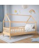 DREAM τ.Montessori Παιδικό Κρεβάτι με Στρώμα 90x190/19cm, Ξύλο Πεύκου Απόχρωση Φυσικό  197x97x132cm [-Άσπρο-, -Φυσικό-] [-Spring/Διπλής Όψης-, -Ξύλο-] ΕΚ701,4S