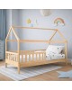 DREAM τ.Montessori Παιδικό Κρεβάτι με Στρώμα 90x190/19cm, Ξύλο Πεύκου Απόχρωση Φυσικό  197x97x132cm [-Άσπρο-, -Φυσικό-] [-Spring/Διπλής Όψης-, -Ξύλο-] ΕΚ701,4S