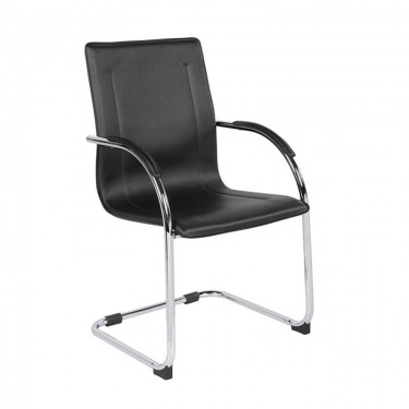 OMIKRON Πολυθρόνα Γραφείου Επισκέπτη, Μέταλλο Χρώμιο PVC Μαύρο  58x63x94cm [-Μαύρο-, -Χρώμιο - Inox-] [-PU - PVC-] ΕΟ558,10