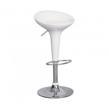 DISCO Σκαμπό BAR, Βάση Χρώμιο, ABS Άσπρο,Ρυθμιζόμενο Ύψος Περιστρεφόμενο  44x40x71/92cm [-Άσπρο-, -Χρώμιο - Inox-] [-PP - PC - ABS-, -Μέταλλο-] Ε248,1