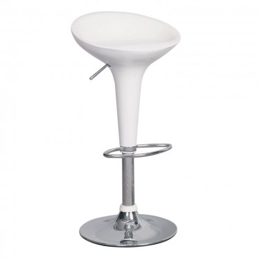 DISCO Σκαμπό BAR, Βάση Χρώμιο, ABS Άσπρο,Ρυθμιζόμενο Ύψος Περιστρεφόμενο  44x40x71/92cm [-Άσπρο-, -Χρώμιο - Inox-] [-PP - PC - ABS-, -Μέταλλο-] Ε248,1