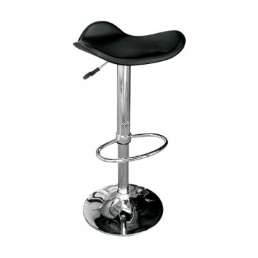 SADDLE Σκαμπό BAR, Βάση Χρώμιο, Pvc Μαύρο, Ρύθμιση Ύψους, Περιστρεφόμενο  45x43x58/64-79/85cm [-Μαύρο-, -Χρώμιο - Inox-] [-PU - PVC-, -Μέταλλο-] ΕΜ100,7