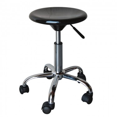 GLORY Σκαμπό, Βάση Χρώμιο, ABS Μαύρο, Ρυθμιζόμενο Ύψος, Περιστρεφόμενο, Τροχήλατο  Φ32 H.45/57cm [-Μαύρο-, -Χρώμιο - Inox-] [-PP - PC - ABS-, -Μέταλλο-] ΕΜ408