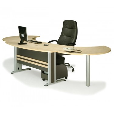 EXECUTIVE Γραφείο Απόχρωση Dark Grey - Beech  180x80x75cm [-Ανθρακί-, -Φυσικό-] [-Melamine-, -Μέταλλο-] ΕΟ999Γ