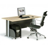 BASIC Γραφείο Απόχρωση Dark Grey - Beech  180x80x75cm [-Ανθρακί-, -Φυσικό-] [-Melamine-, -Μέταλλο-] ΕΟ998