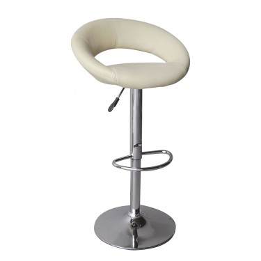 BELT Σκαμπό BAR με Πλάτη, Βάση Χρώμιο, PU Μπεζ, Ρύθμιση Ύψους, Περιστρεφόμενο  54x49x61/82-82/103cm [-Μπεζ-Tortora-Sand-Cappuccino-, -Χρώμιο - Inox-] [-PU - PVC-, -Μέταλλο-] ΕΜ204,1