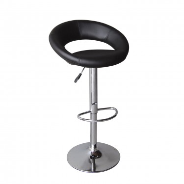 BELT Σκαμπό BAR με Πλάτη, Χρώμιο, PU Μαύρο, Ρυθμιζόμενο Ύψος, Περιστρεφόμενο  54x49x61/82-82/103cm [-Μαύρο-, -Χρώμιο - Inox-] [-PU - PVC-, -Μέταλλο-] ΕΜ204,3