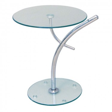 RAVEL Τραπεζάκι Βοηθητικό Χρώμιο - Γυαλί Clear Tempered  Φ50cm H.58cm [-Χρώμιο - Inox-] [-Γυαλί-, -Μέταλλο-] ΕΜ939