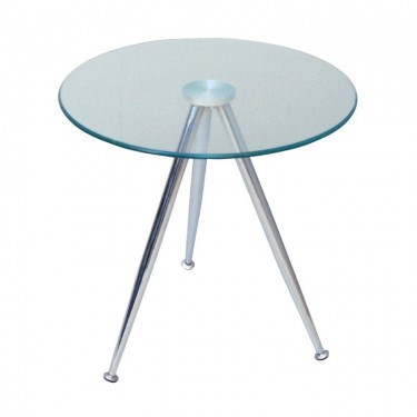 MABEL Τραπεζάκι Βοηθητικό Μέταλλο Χρώμιο - Γυαλί Clear Tempered 8mm  Φ50 H.51cm [-Χρώμιο - Inox-] [-Γυαλί-, -Μέταλλο-] ΕΜ938