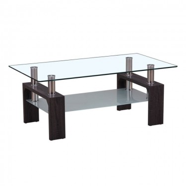 CAMERON Τραπεζάκι Σαλονιού Καθιστικού, Απόχρωση Σκούρο Καρυδί  110x60x45cm [-Καρυδί-] [-MDF - Κόντρα Πλακέ - Καπλαμάς - Νοβοπάν-, -Γυαλί-] ΕΜ950