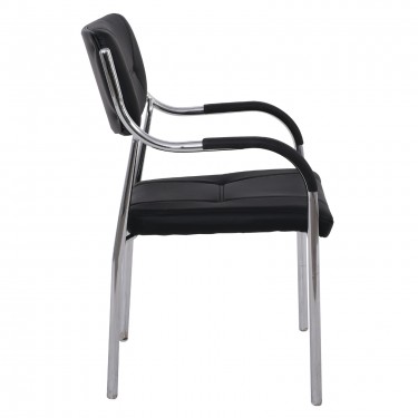 ALPHA Πολυθρόνα Γραφείου Επισκέπτη, Χρώμιο, Pu Μαύρο  52x58x87cm [-Μαύρο-] [-PU - PVC-] ΕΟ552