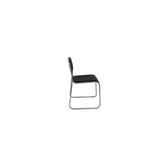 CAMPUS Καρέκλα Επισκέπτη Γραφείου, Στοιβαζόμενη Χρώμιο Μέταλλο, Hard PVC Μαύρο  51x52x78cm [-Μαύρο-] [-PU - PVC - Bonded Leather-] Ε553,1