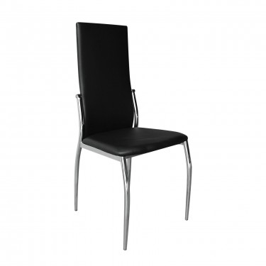 FRESH Καρέκλα Τραπεζαρίας Κουζίνας Μέταλλο Χρώμιο, Pu Μαύρο  45x52x100cm [-Μαύρο-, -Χρώμιο - Inox-] [-PU - PVC-, -Μέταλλο-] ΕΜ903,01