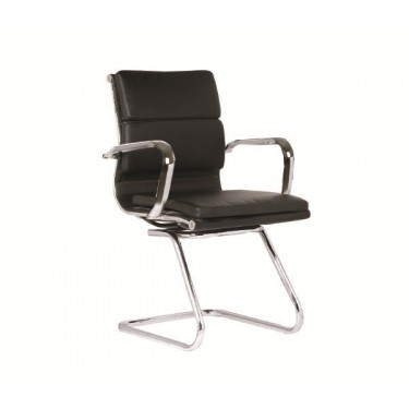BF4800V Πολυθρόνα Γραφείου Επισκέπτη, Μέταλλο Χρώμιο, PU Μαύρο  55x63x92cm [-Μαύρο-] [-PU - PVC-] ΕΟ235