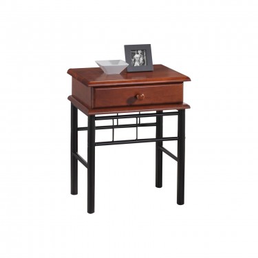 FLORA Κομοδίνο Μέταλλο Βαφή Μαύρο, Ξύλο Καρυδί  33x45x59cm [-Καρυδί-, -Μαύρο-] [-Μέταλλο-, -Ξύλο-] Ε8027